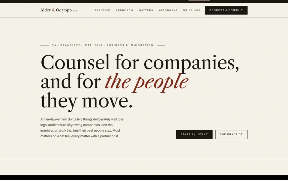 Alder & Ocampo LLP concept site